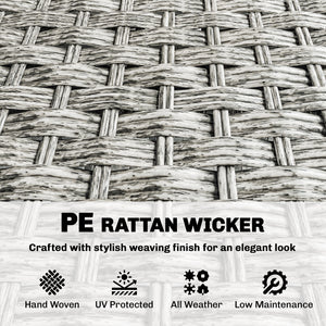 Rattan Wicker Sofa 3-Seater Outdoor Couch with Cushions for Patio Garden Grey
