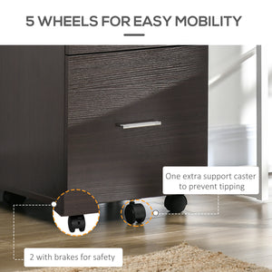 Mobile Filing Cabinet, Vertical File Cabinet with 2 Drawers, Wheels, for Letter or A4 File, Natural
