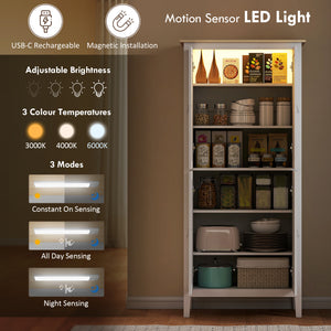 69.5" Tall Kitchen Pantry Storage Cabinet with Motion Sensor LED Light, Modern Kitchen Pantry Cabinet, Green – view 10