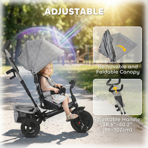Qaba 6 in 1 Tricycle for Toddler 1-5 Years with Parent-Push Handle, Dark