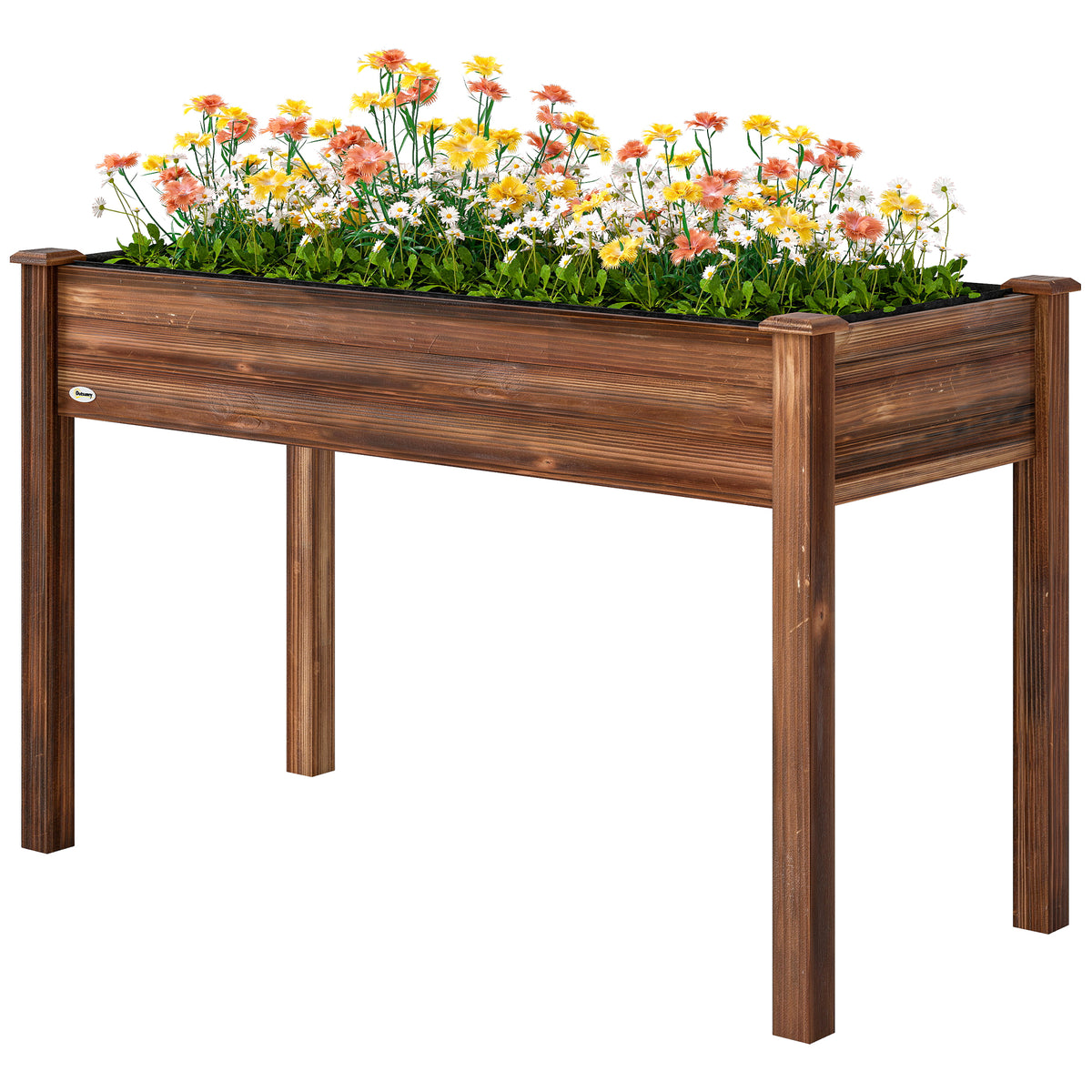 34"x18"x30" Wooden Raised Garden Bed, Elevated Planter Box with Legs, Drainage Holes, Inner Bag for Garden – view 5