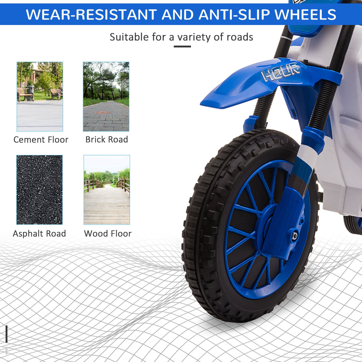 Aosom Kids Dirt Bike 12V Battery-Powered Ride-On Electric Motorcycle with Charging Battery, Training Wheels