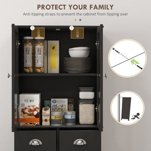 61" Kitchen Pantry Cabinet, Freestanding Farmhouse Buffet Storage Cabinet with Soft Close Glass Doors and – view 6