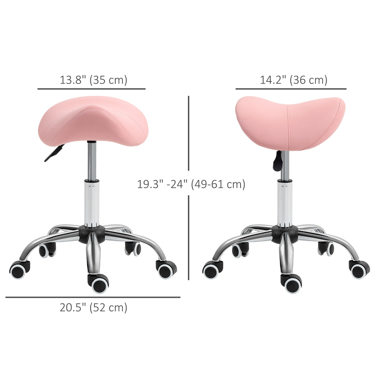 Cosmetic Stool 360° Rotate Height Adjustable Salon Massage Spa Chair Hydraulic Rolling Faux Leather Saddle – view 4
