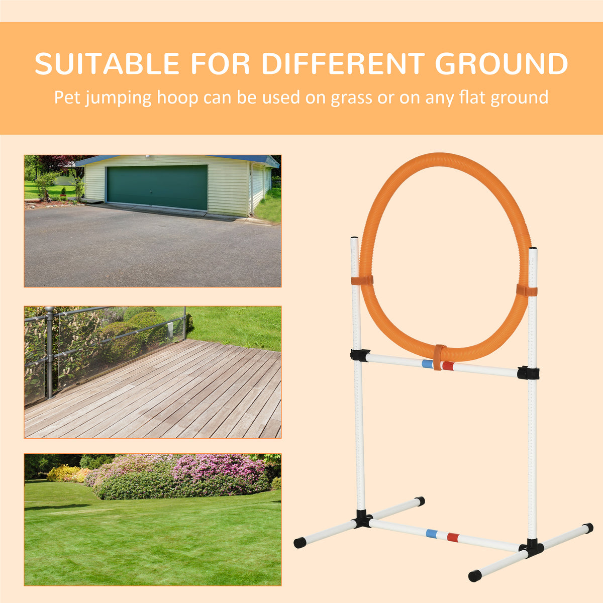 2-in-1 Dog Obstacle Training Agility Equipment Tire Jump Ring/Hurdle Bar with a Simple & Easy Setup & Storage Bag