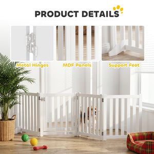 23.5"H Foldable Dog Gate with Door, 4 Panels Freestanding Pet Gate Barriers Indoor with Support Feet – view 9