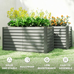 Set of 2 Galvanized Metal Planters for Outdoor Plants, 4' x 2' x 2' Raised Garden Bed, Dark Grey – view 20