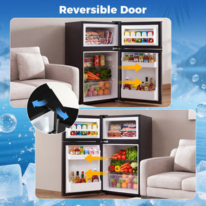 3.2 Cu.Ft Mini Fridge with Freezer Double Door Small Refrigerator with Adjustable Thermostat-Silver view 7