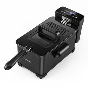 3.2-Qt Electric Deep Fryer with 1700W LED Touch Screen and Enamel Oil Tank-Black view 2