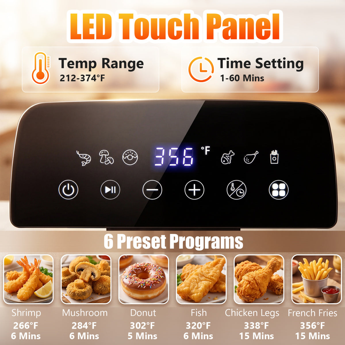 3.2-Qt Electric Deep Fryer with 1700W LED Touch Screen and Enamel Oil Tank-Silver view 5