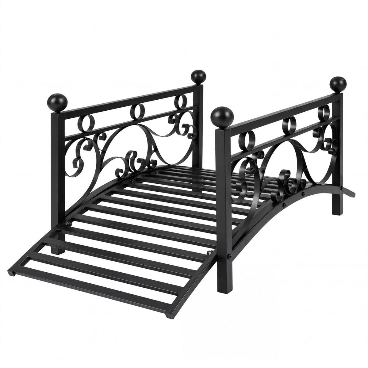 3.3 ft Garden Metal Bridge with Dual Patterned Side Rails