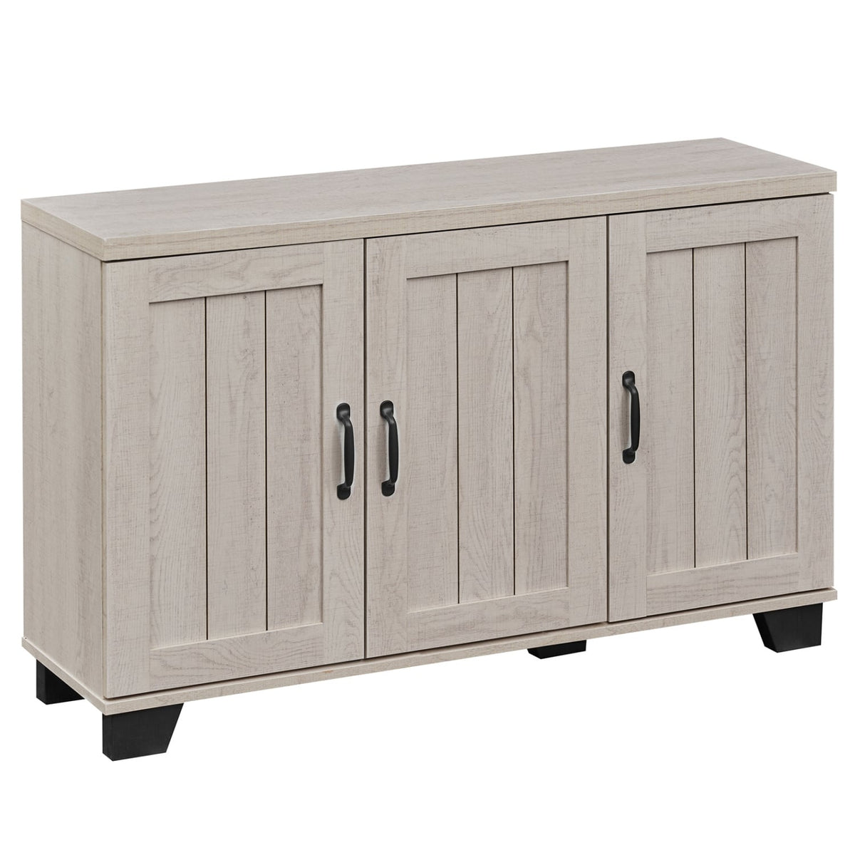 3-Door Buffet Sideboard with Adjustable Shelves and Anti-Tipping Kits-White Wash view 4