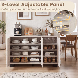3-Door Buffet Sideboard with Adjustable Shelves and Anti-Tipping Kits-White Wash view 7