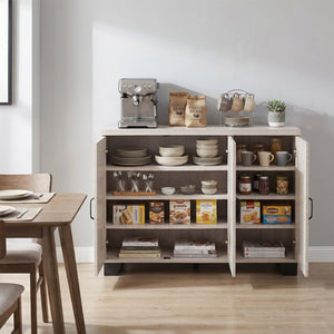 3-Door Buffet Sideboard with Adjustable Shelves and Anti-Tipping Kits-White Wash view 3