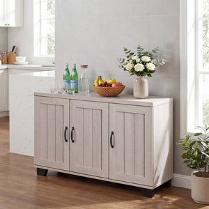 3-Door Buffet Sideboard with Adjustable Shelves and Anti-Tipping Kits-White Wash view 2