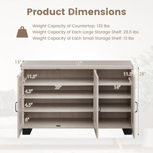 3-Door Buffet Sideboard with Adjustable Shelves and Anti-Tipping Kits-White Wash view 5