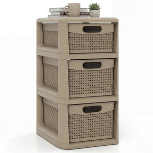 3-Drawer Storage Organizer with Wicker Patterns-Black view 4