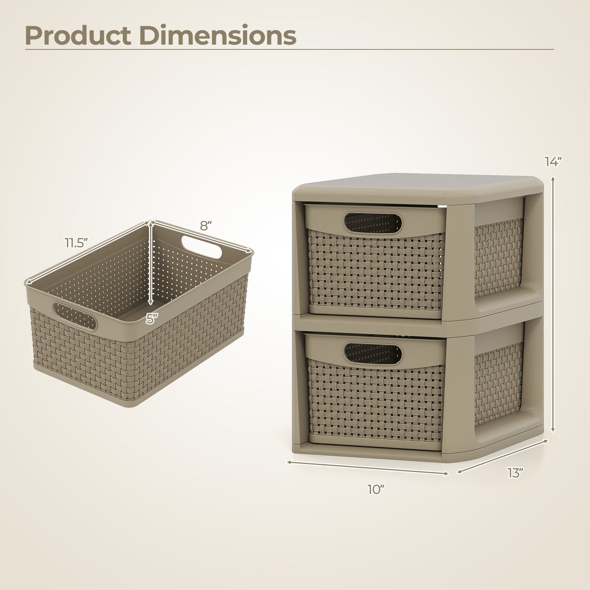 3-Drawer Storage Organizer with Wicker Patterns-Black view 5