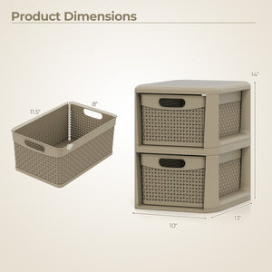 3-Drawer Storage Organizer with Wicker Patterns-Black view 5