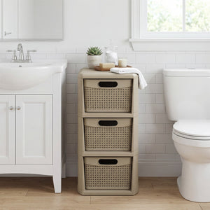 3-Drawer Storage Organizer with Wicker Patterns-Black view 6