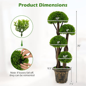 3 FT Artificial Cypress Topiary Tree Realistic Greenery Plant with Spiral Vines and Real Wood Trunks view 5