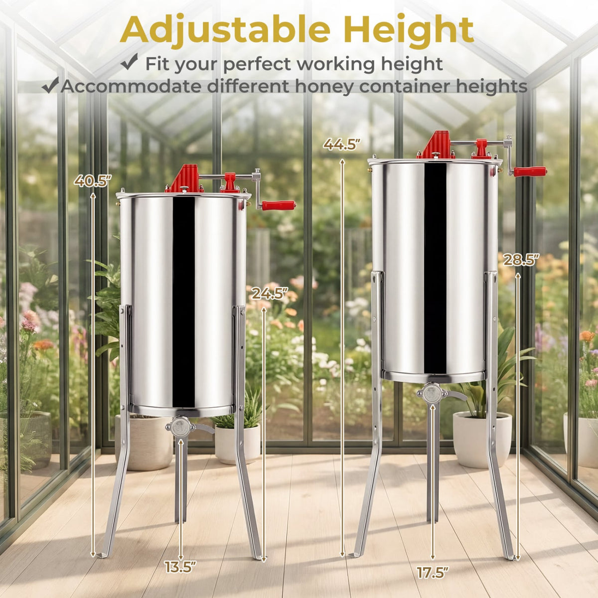 3 Frame Manual Honey Extractor with Bottom Gravity Flow Gate and Clear Lid for Home Apiary view 4