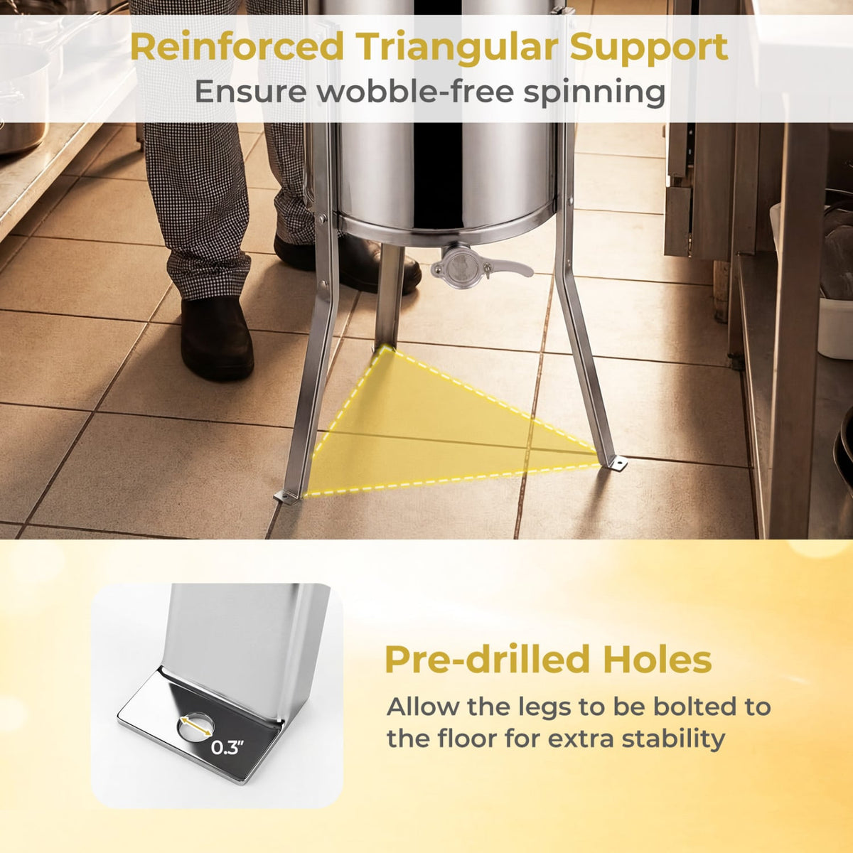 3 Frame Manual Honey Extractor with Bottom Gravity Flow Gate and Clear Lid for Home Apiary view 7