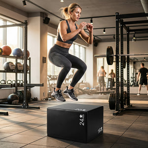 3 In 1 Foam Plyometric Box with 3 Heights and Easy-to-Clean PU Cover-24 Inches view 2
