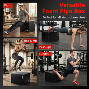 3 In 1 Foam Plyometric Box with 3 Heights and Easy-to-Clean PU Cover-24 Inches view 8
