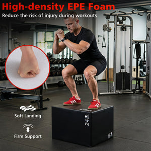 3 In 1 Foam Plyometric Box with 3 Heights and Easy-to-Clean PU Cover-24 Inches view 9