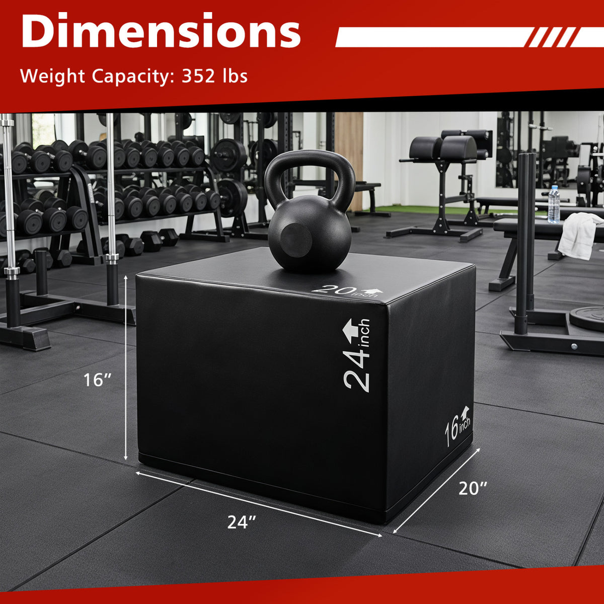 3 In 1 Foam Plyometric Box with 3 Heights and Easy-to-Clean PU Cover-24 Inches view 4