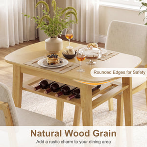 3-Piece Dining Table Set for 2 with Upholstered Chairs-Natural view 6