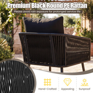 3-Piece Outdoor Furniture Set with Cushions for Porch Garden-Black view 8