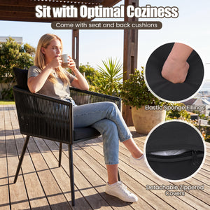 3-Piece Outdoor Furniture Set with Cushions for Porch Garden-Black view 9