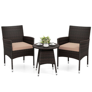 3 Piece Patio Furniture Set Outside Bistro Set for Porch-Beige