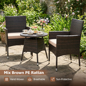 3 Piece Patio Furniture Set Outside Bistro Set for Porch-Beige view 8
