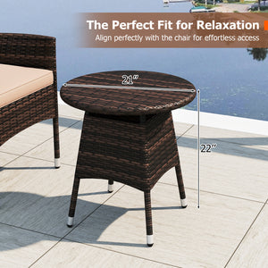 3 Piece Patio Furniture Set Outside Bistro Set for Porch-Beige view 6