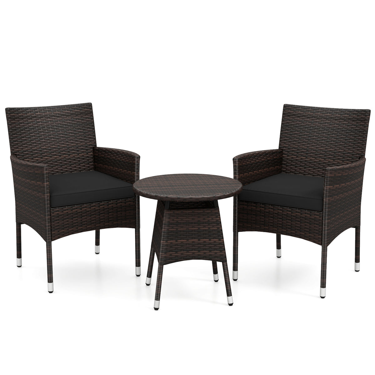 3 Piece Patio Furniture Set Outside Bistro Set for Porch-Black view 4