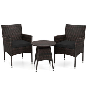 3 Piece Patio Furniture Set Outside Bistro Set for Porch-Black view 4