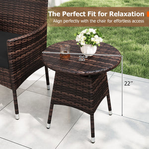 3 Piece Patio Furniture Set Outside Bistro Set for Porch-Black view 6