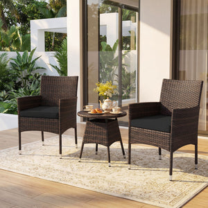 3 Piece Patio Furniture Set Outside Bistro Set for Porch-Black view 3