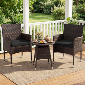 3 Piece Patio Furniture Set Outside Bistro Set for Porch-Black view 7