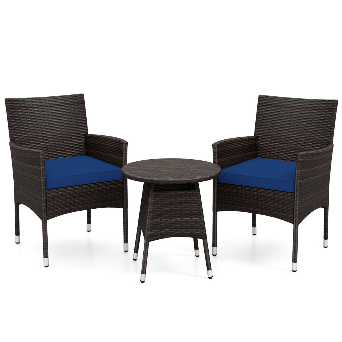 3 Piece Patio Furniture Set Outside Bistro Set for Porch-Navy view 4