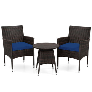 3 Piece Patio Furniture Set Outside Bistro Set for Porch-Navy view 4