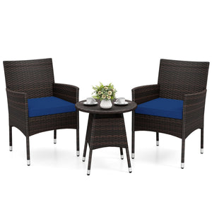 3 Piece Patio Furniture Set Outside Bistro Set for Porch-Navy