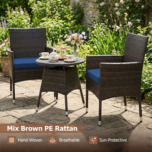 3 Piece Patio Furniture Set Outside Bistro Set for Porch-Navy view 8