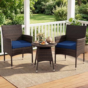 3 Piece Patio Furniture Set Outside Bistro Set for Porch-Navy view 2