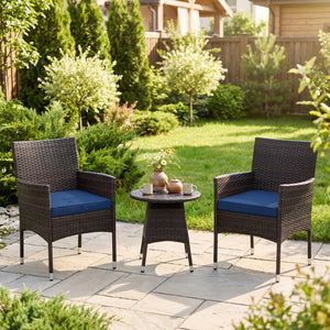 3 Piece Patio Furniture Set Outside Bistro Set for Porch-Navy view 3
