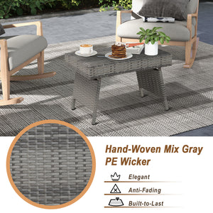 3-Piece Patio Set with 2 Adjustable Lounger Chairs and Rattan Side Table view 9