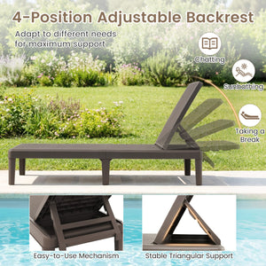 3-Piece Patio Set with 2 Adjustable Lounger Chairs and Rattan Side Table view 5
